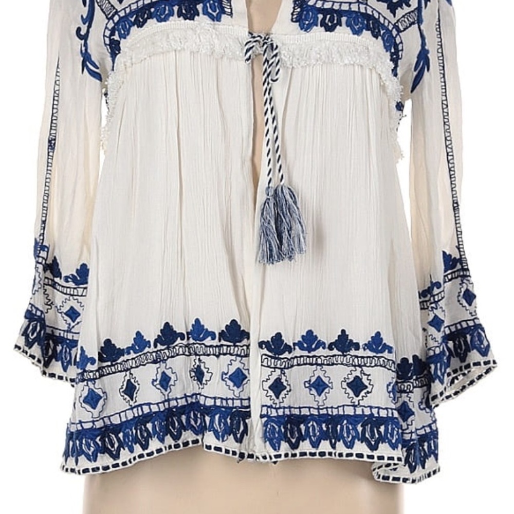 NWT Trafaluc Zara Ecru Embroidered Swing Jacket - Picture 4 of 11